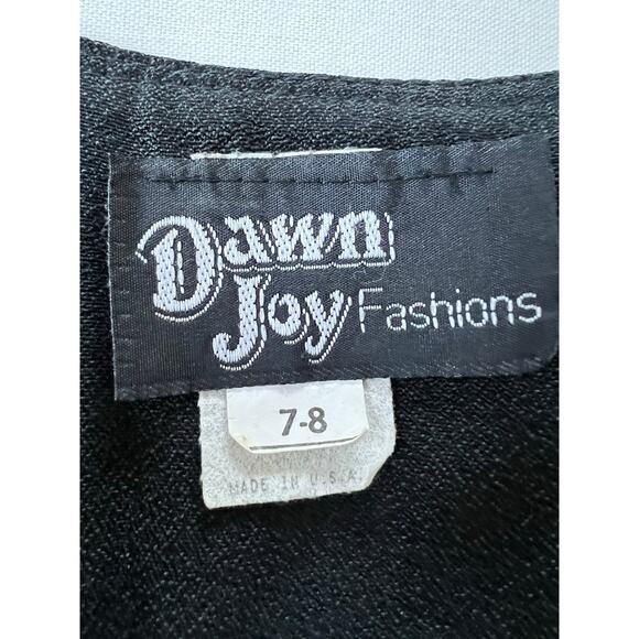 Dawn Joy Fashions Long Sleeve Cropped Jacket Shoulder Pads Size 7-8 Black VTG80s - Picture 3 of 11
